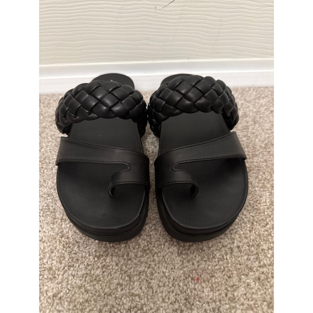 Sam & Libby Adelia Womens Black Footbed Sandals Double Strap Slides, sz 8 - Picture 3 of 9